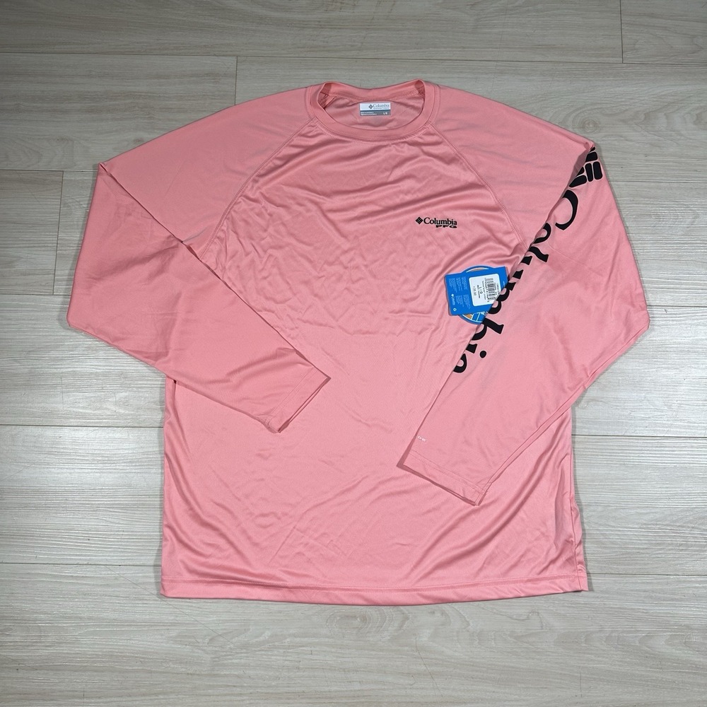 Columbia PFG Long Sleeve Shirt Mens L Fishing Shirt UPF 50 Pink FM6094 NWT